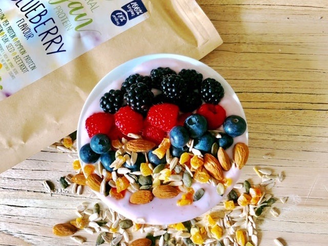 Blueberries and nuts smoothie bowl