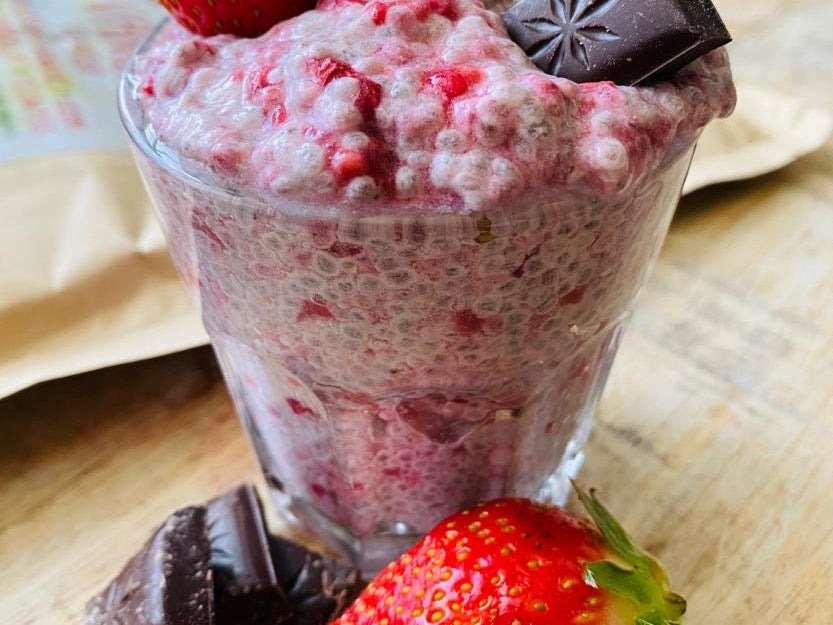 Aardbeien chia pudding