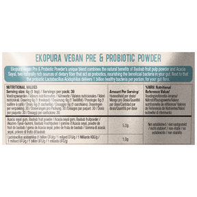 Ekopura Vegan Prebiotica Probiotica Poeder Voedingswaarden