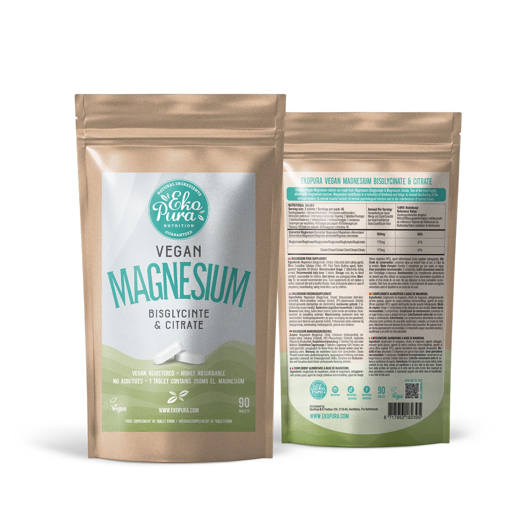 Packshot Ekopura Vegan Magnesium Bisglycinaat VK + AK